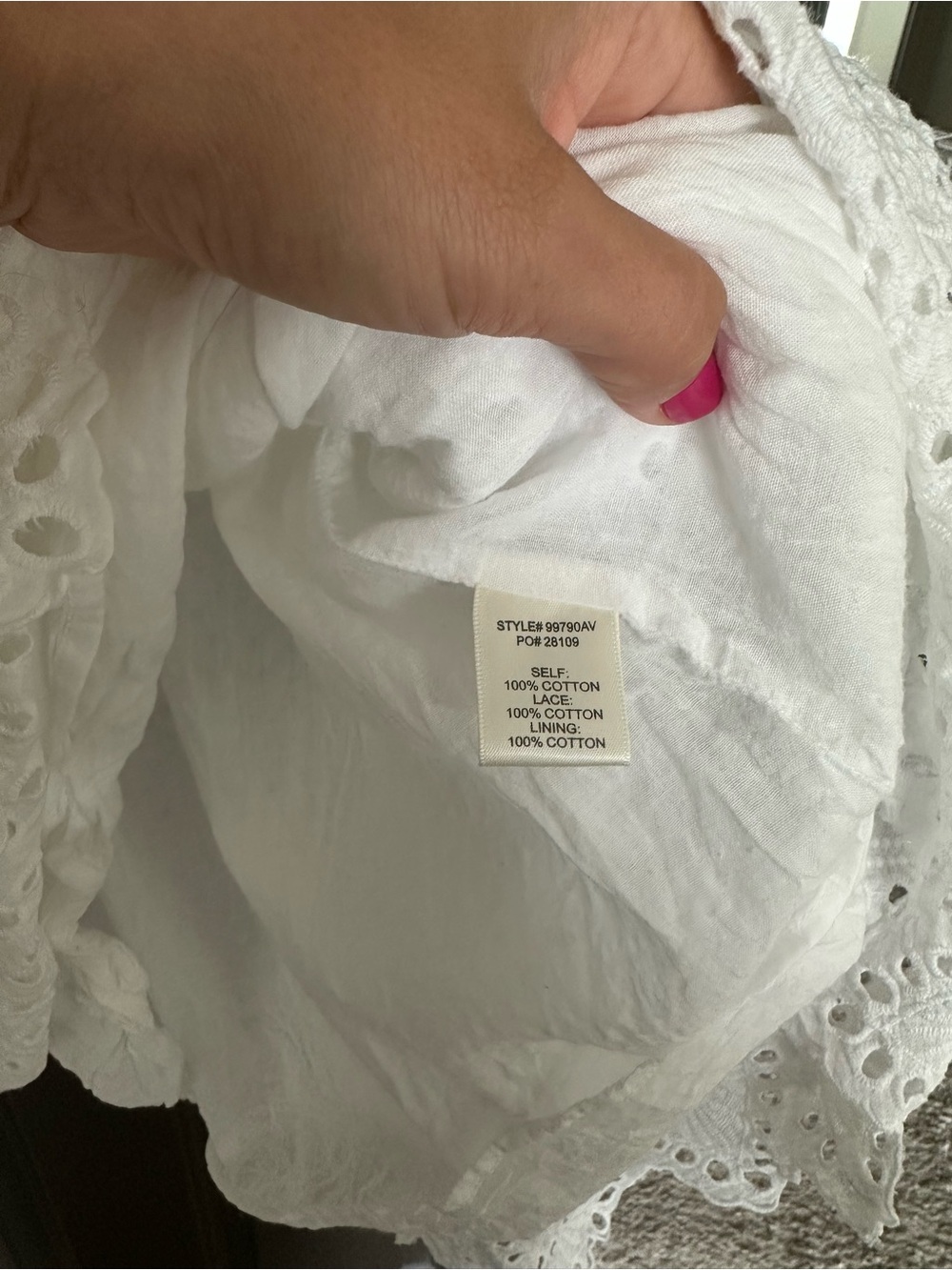 Avara White Eyelet Embroidered Dress Small Flutter Sleeve Lined - Picture 6 of 6
